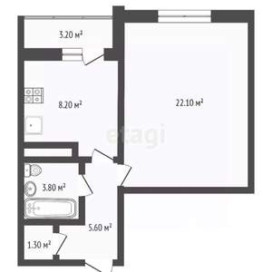1-к квартира, вторичка, 43м2, 21/26 этаж