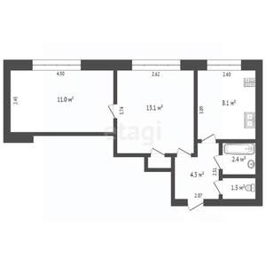 2-к квартира, вторичка, 42м2, 3/12 этаж