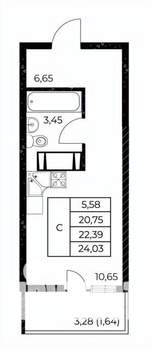 Студия квартира, вторичка, 24м2, 20/25 этаж