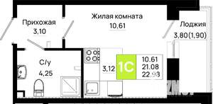 Студия квартира, вторичка, 23м2, 2/25 этаж
