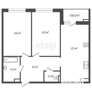2-к квартира, вторичка, 62м2, 12/24 этаж