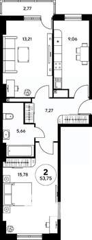 2-к квартира, вторичка, 54м2, 14/25 этаж