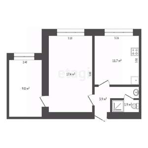 2-к квартира, вторичка, 45м2, 5/9 этаж