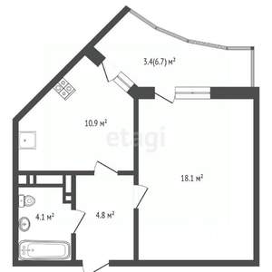 1-к квартира, вторичка, 41м2, 5/24 этаж