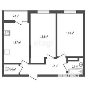 2-к квартира, вторичка, 55м2, 25/25 этаж
