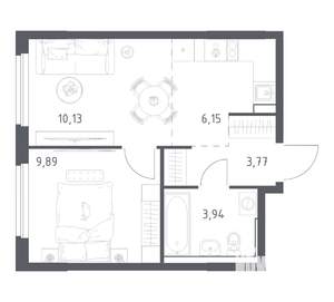 1-к квартира, вторичка, 34м2, 15/17 этаж