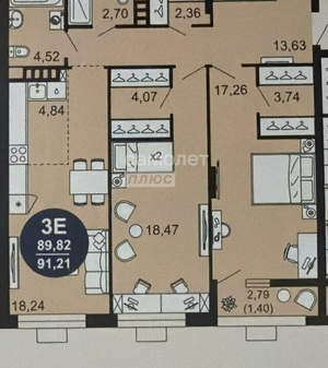 3-к квартира, вторичка, 91м2, 9/10 этаж