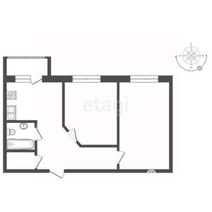 2-к квартира, вторичка, 56м2, 1/9 этаж