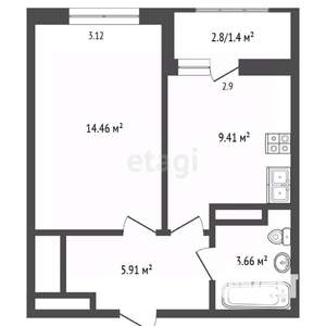 1-к квартира, вторичка, 36м2, 11/22 этаж