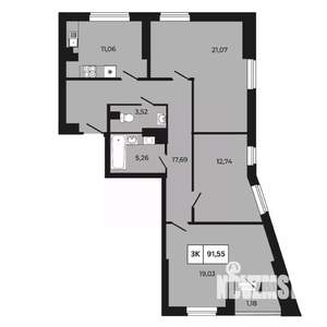 3-к квартира, вторичка, 92м2, 2/30 этаж