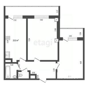 2-к квартира, вторичка, 59м2, 6/18 этаж