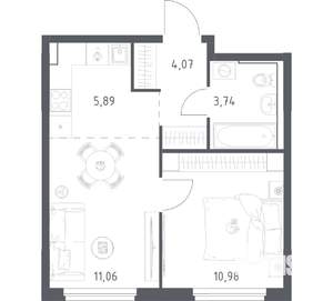 1-к квартира, вторичка, 36м2, 2/17 этаж