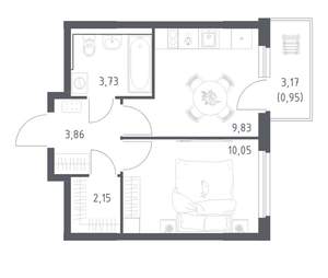 1-к квартира, вторичка, 31м2, 6/17 этаж