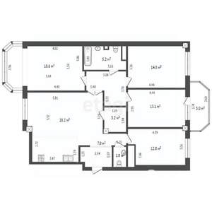 4-к квартира, вторичка, 126м2, 10/13 этаж