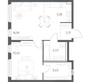 1-к квартира, вторичка, 48м2, 14/17 этаж