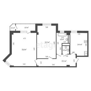 2-к квартира, вторичка, 92м2, 3/19 этаж