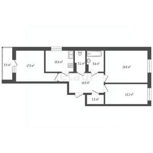 3-к квартира, вторичка, 94м2, 2/17 этаж