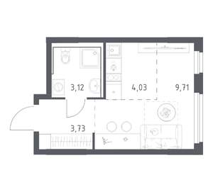 Студия квартира, вторичка, 21м2, 12/17 этаж