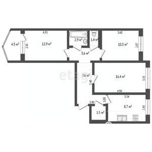 3-к квартира, вторичка, 65м2, 3/10 этаж