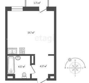 Студия квартира, вторичка, 29м2, 21/24 этаж