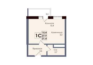 1-к квартира, вторичка, 29м2, 24/25 этаж