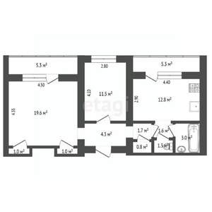 2-к квартира, вторичка, 59м2, 4/9 этаж