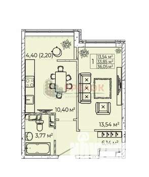 1-к квартира, вторичка, 37м2, 8/23 этаж