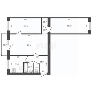 3-к квартира, вторичка, 56м2, 3/5 этаж