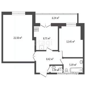 2-к квартира, вторичка, 60м2, 7/16 этаж