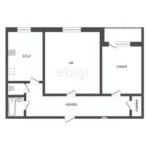 2-к квартира, вторичка, 51м2, 4/9 этаж