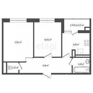 2-к квартира, вторичка, 44м2, 13/19 этаж