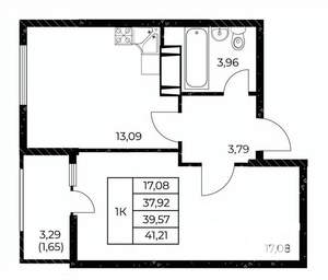 1-к квартира, вторичка, 41м2, 5/25 этаж