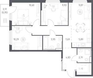 3-к квартира, вторичка, 70м2, 6/17 этаж
