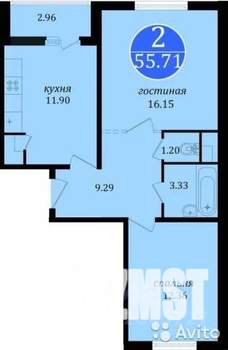 2-к квартира, вторичка, 56м2, 19/19 этаж