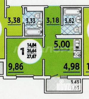 1-к квартира, вторичка, 27м2, 7/18 этаж