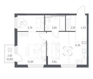 1-к квартира, вторичка, 46м2, 12/17 этаж