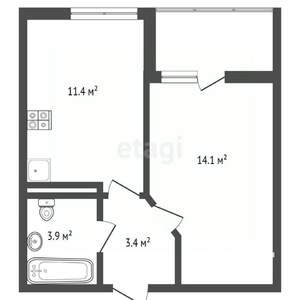 1-к квартира, вторичка, 38м2, 8/14 этаж