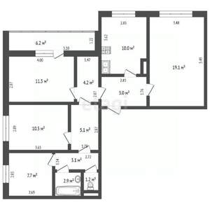 4-к квартира, вторичка, 80м2, 4/10 этаж