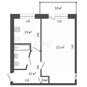 1-к квартира, вторичка, 31м2, 1/5 этаж