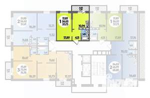 1-к квартира, строящийся дом, 38м2, 1/21 этаж