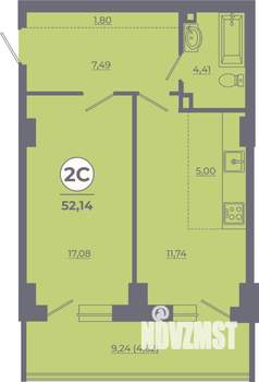 2-к квартира, вторичка, 52м2, 3/24 этаж