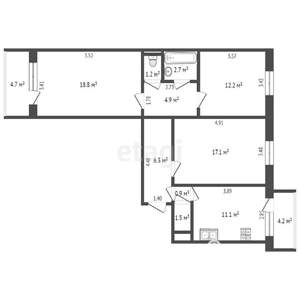 3-к квартира, вторичка, 58м2, 3/9 этаж