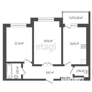 2-к квартира, вторичка, 54м2, 3/20 этаж