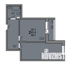 2-к квартира, вторичка, 53м2, 2/16 этаж