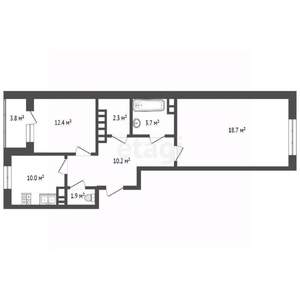 2-к квартира, вторичка, 59м2, 9/10 этаж