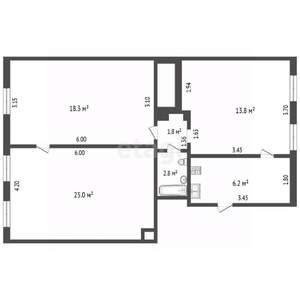 3-к квартира, вторичка, 67м2, 2/2 этаж