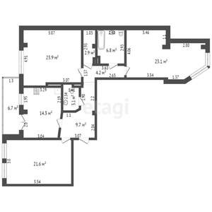 3-к квартира, вторичка, 113м2, 6/15 этаж