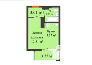 Студия квартира, вторичка, 26м2, 19/20 этаж