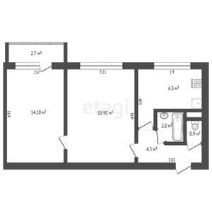 2-к квартира, вторичка, 51м2, 9/9 этаж