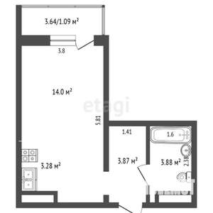 Студия квартира, вторичка, 24м2, 15/18 этаж